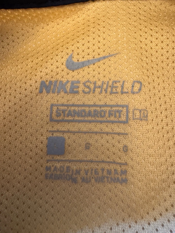 Chaqueta cortavientos Nike Shield para hombre grande azul amarillo 1/4 cremallera correr deportes Y2K Foto 3 de 4