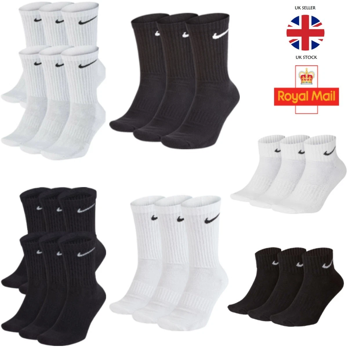 Cob Stallion- Black Socks for Men in Heel and Toe Style, Men's Socks Multipack 6-11 UK, Pack of 6 and 12 Pairs, 12 Pairs Multistripe, One Size