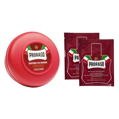 Proraso Pflegende Rasierseife im Glas 150ml + 2 Aftershave 3ml Beutel