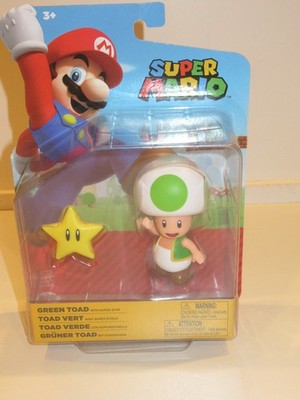 Green Toad 4'' action figure with star NIB Jakks Pacific x Super Mario Nintendo