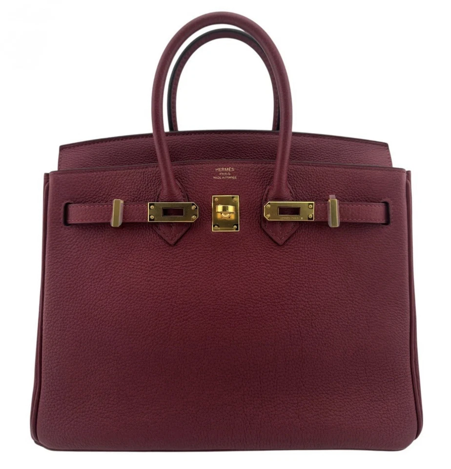 Hermes Birkin 25 Rouge Granate Rojo Togo Cuero Dorado Herrajes Foto 2 de 4