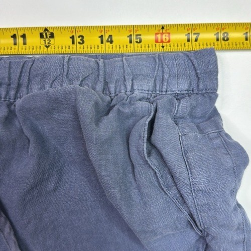 Pure Jill Blue Linen Cropped Drawstring Stretch Waist Pants Size Large - Picture 6 of 10