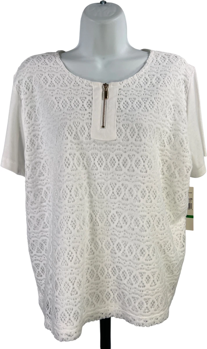 Plus Size Alfred Dunner Zig Zag Split Crewneck Top