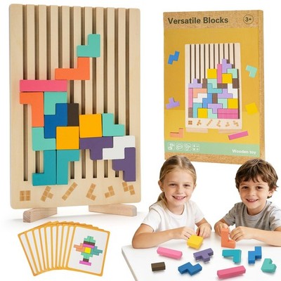 Montessori Wooden Puzzle Toy for Toddlers, 3D Wooden Russian Block Stacking B...