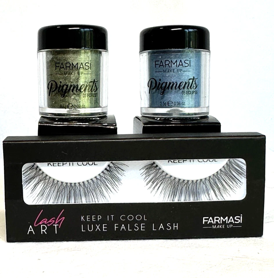 Farmasi Make Up EYESHADOW Pigments  Blue Eclipse & Green Forest & Lashes - Image 2 of 4
