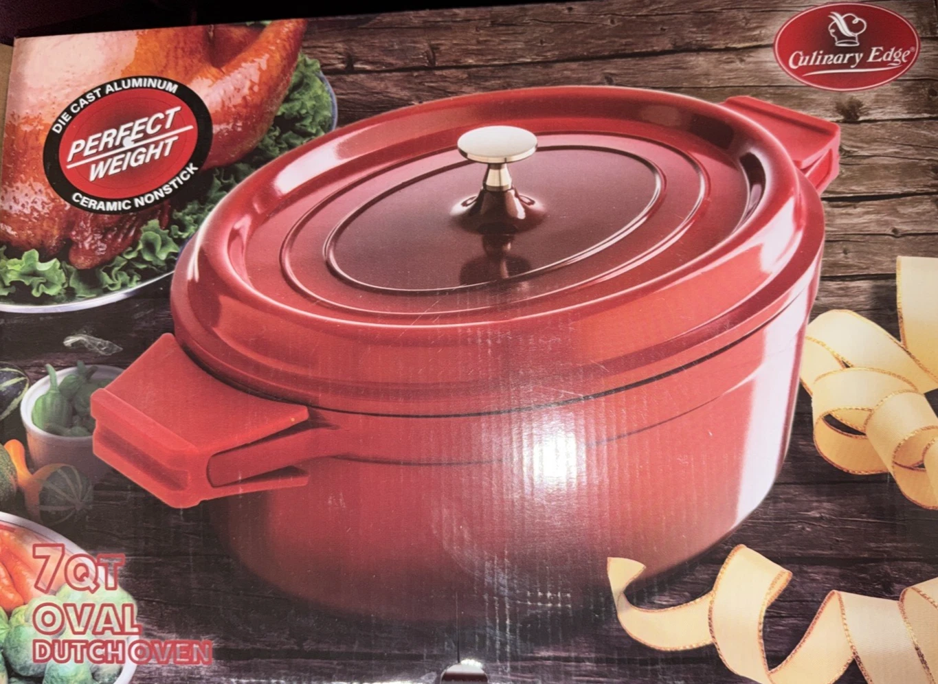 Culinary Edge 7 Quarts Oval Dutch Oven Enameled Cast Iron Casserole NEW