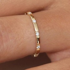 0.30 Ct Round Cut Moissanite Eternity Wedding Band Ring 14K Yellow Gold Finish