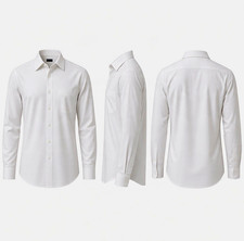 Burberry London Men s White Solid Cotton Non-Iron Dress Shirt 17.5 34/35