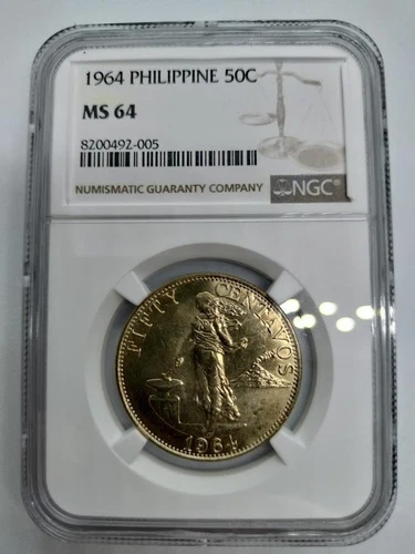 NGC MS64 1964 Philippines 50C 005 / 23