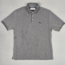 Tommy Bahama Island Zone Polo Shirt Mens Medium Gray Textured Short Sleeve