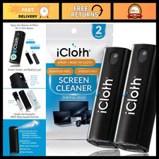 2x 2-in-1 Screen Cleaner Spray  Microfiber Cloth for Laptops, Tablets, Phones -