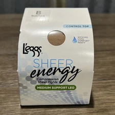 L’eggs Sheer Energy Control Top Sheer Tights Medium Support Suntan Size B