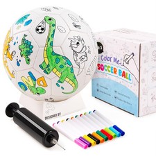 ZOOJOY Color Your Own Soccer Ball, Dinosaur Art Craft Size 3, White