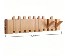 10 Hook Wooden Accordion Wall Rack Walnut Folding Coat Hanger Organizer