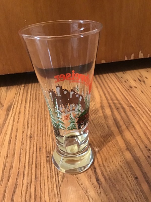 Vintage 1989 Budweiser Pilsner Beer Glasse Clydesdale  7 1/4” Tall