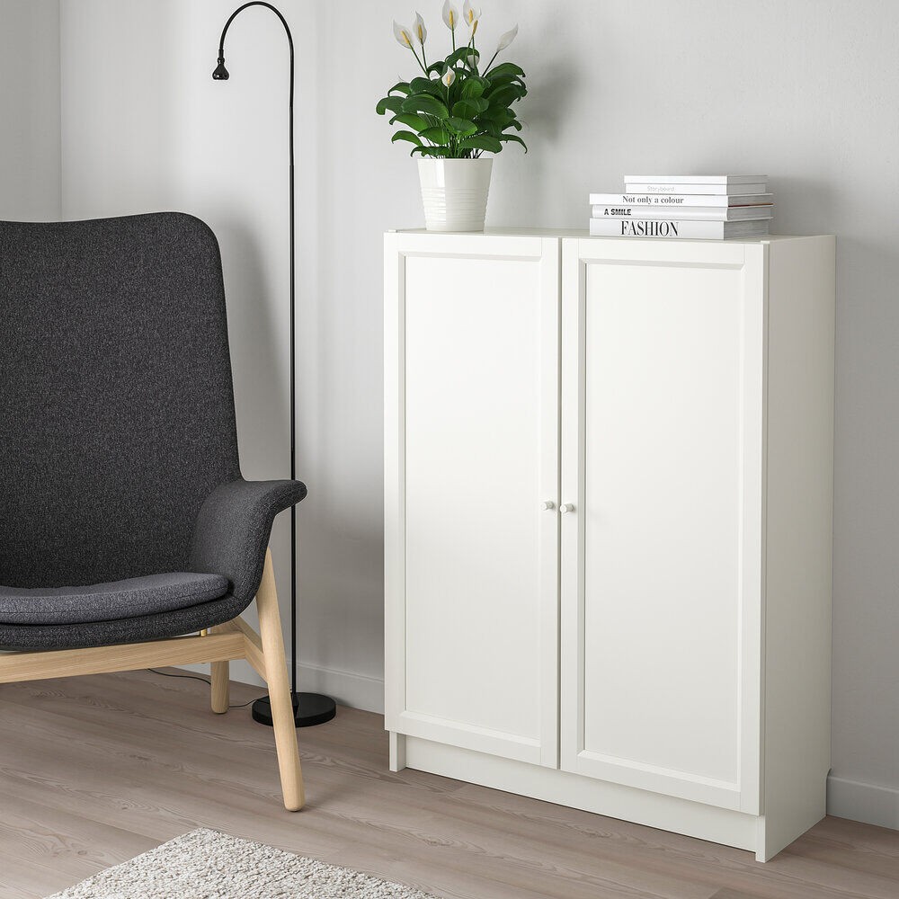 IKEA OXBERG/BILLY bookcase with doors 80x30x106 cm white | eBay
