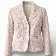 RED VALENTINO FLOWERS MULTICOLOUR NATURE ART VINTAGE WOMAN BLAZER JACKET SIZE 46