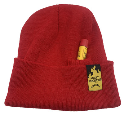 Fireball Adult Beanie With Tiny Shot Bottle Pocket Angry Orchard Snowboard Ski