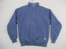 Russell Athletic Sweatshirt Mens XL Navy Blue Quarter Zip Mock Neck Made in USA