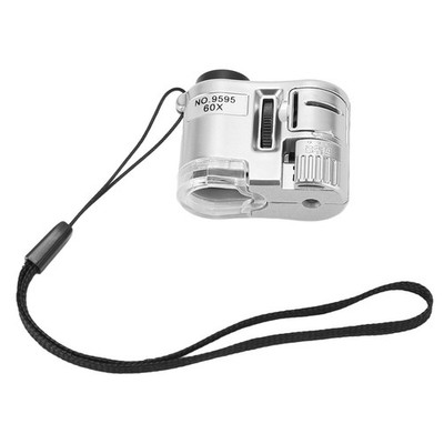 60X Mini Pocket Microscope Magnifier With LED Light Portable Microscope With SET