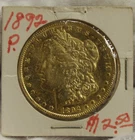 1892 P US Morgan Silver Dollar $1 AU Details (Gold Plated)