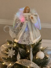 Home Accents Holiday 12" LED Angel Silver Tree Top Color Change Lights Figurine