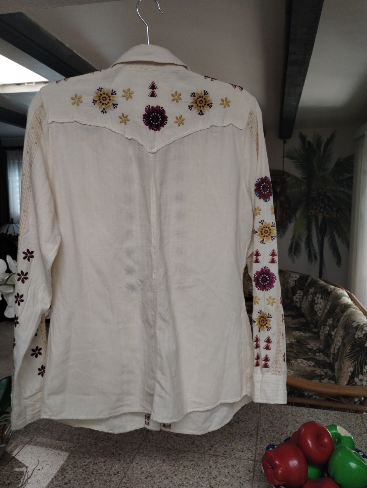 johnny was workshop embroidered snap button top - image 2