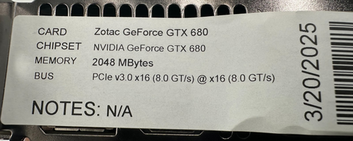 ZOTAC GEFORCE NVIDIA GTX 680 VIDEO CARD 2GB RAM GDDR5 (mcH23) - Picture 4 of 6