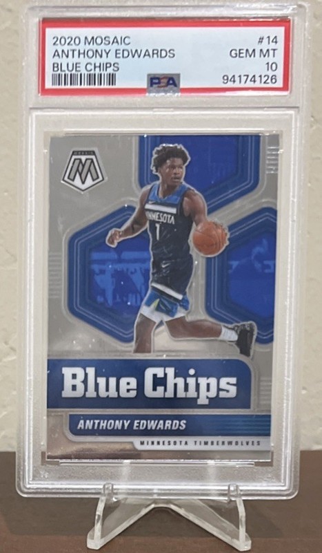 2020 Anthony Edwards Panini Mosaic - Rookie Card - Blue Chips #14 -PSA 10 (RC)