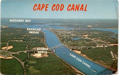 CAPE COD CANAL, BUZZARDS BAY, RAILROAD, BRIDGE, BOUR Postcard