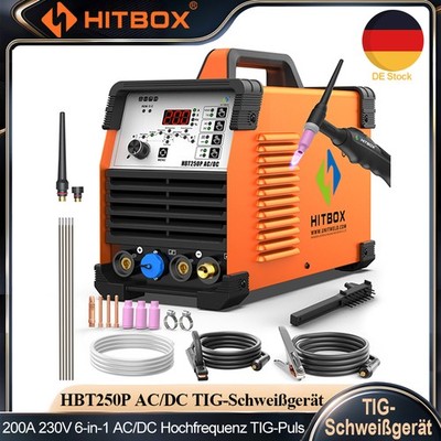 HITBOX 200A AC/DC Digital Schweißgerät 230V 2in1 TIG/MMA Inverter Puls Aluminium