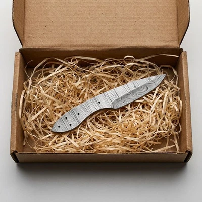 SHARD-BLADE Damascus Steel Blank Blade Knife Making Supply Skinner Hunter Full Tang DIY 8"