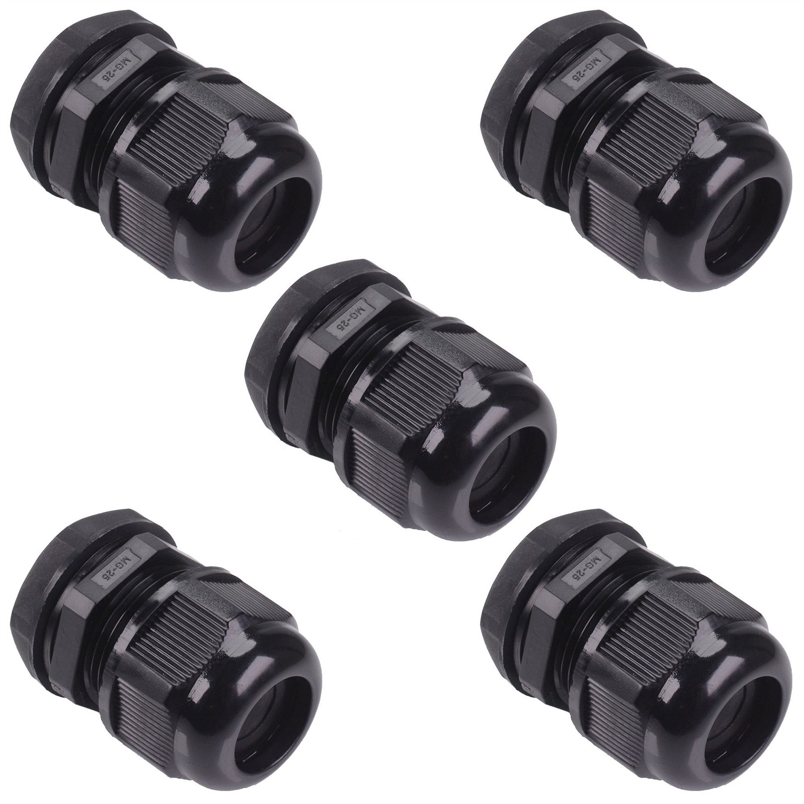 5 x 13-18mm Black Cable Gland M25 IP68