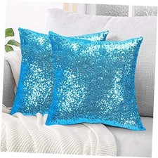 Sequin Pillow Case 20x20 2 Pack Glitter 20" x 20" Pack of 2 Turquoise