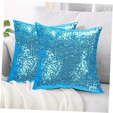  Sequin Pillow Case 20x20 2 Pack Glitter 20" x 20" (Pack of 2) Turquoise