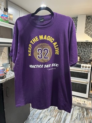RARE Vintage 90s Magic Johnson AIDs Lakers Practice Safe Sex Keith Haring Style