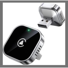 Wireless CarPlay Android Auto Adapter USB Dongle for Wired Cars Silver Black