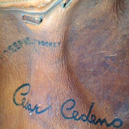Vintage Rawlings RBG4 Cesar Cedeno Softball Baseball Glove RHT Basket Web Left - Picture 15 of 16
