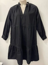 NEW LOOK Ladies 100% Cotton Black Denim Loose Fit Tiered Dress Sizes 18-24