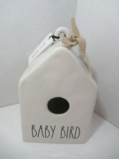 Rae Dunn Baby Bird Birdhouse burlap bow square house shape New