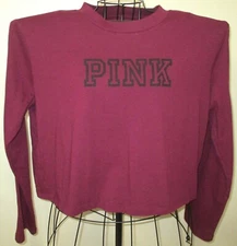 Victoria's Secret Plum Mauve PINK Cropped LS T-shirt Size Medium Womens EUC