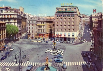 CONTINENTAL-SIZE 1969 HOTEL BERNINI BRISTOL, PIAZZA BARBEINI, ROMA, ITALY