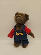 Vintage Boyds Bear Jointed Stuffed Animal Red Overalls 10" 1988 -2006