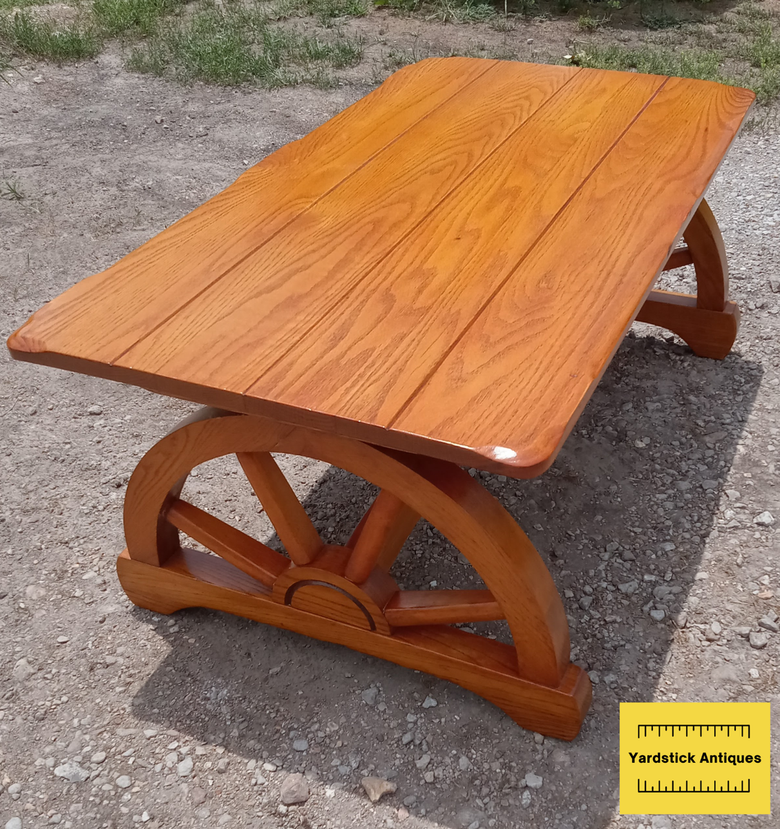 Mid Century Solid Oak Wagon Wheel Coffee Table (CT199) | eBay