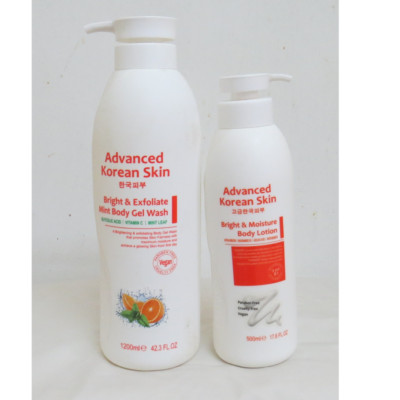 Advanced Korean Skin Bright & Moisture Body Lotion + Peeling Body Wash Gel