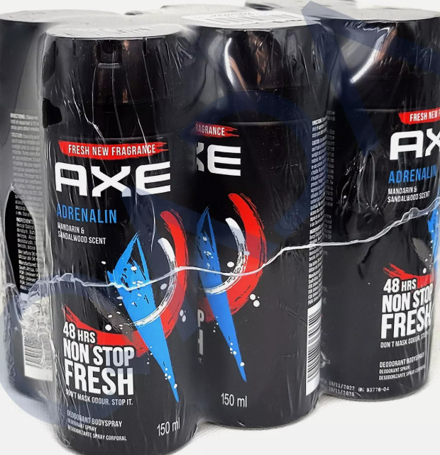 AXE Adrenalin 48-Hour Fresh Deodorant Body Spray Fragrance for Men 150ml -6 Pack
