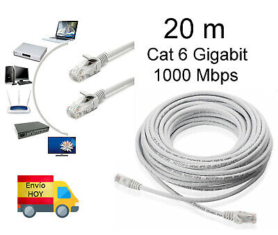 Cable Red Ethernet 20m 20 metros RJ45 CAT6 Cat 6 Gigabit 1000 mbps