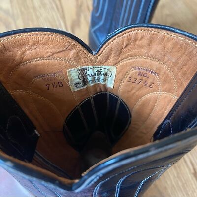 VINTAGE JUSTIN 1879 FORT WORTH TEXAS BLACK COWBOY BOOTS SIZE  display picture 2