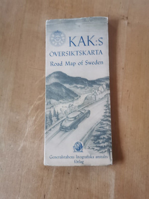 KAK:s Übersichtskarte Strassenkarte Schweden Mannerfelt Editor Vintage