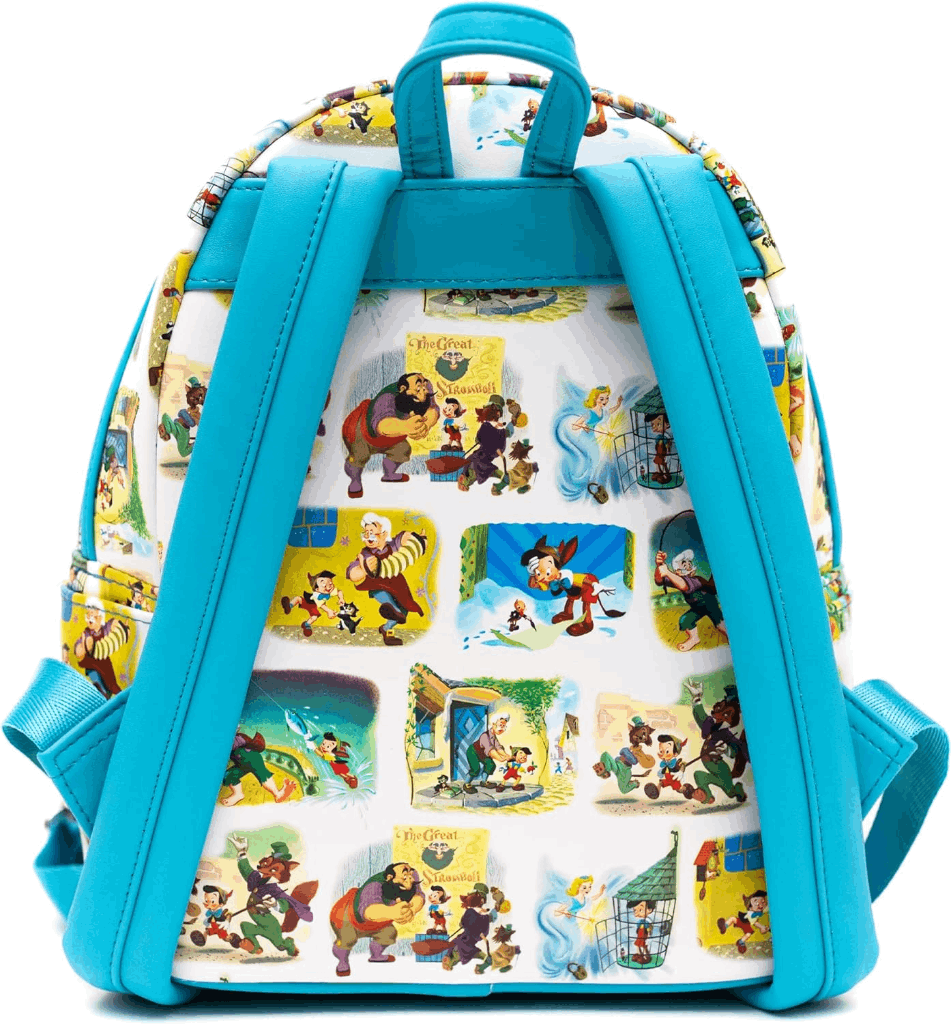 Loungefly Disney Pinocchio Little Golden Book Scenes AOP Backpack + Wallet SET! Loungefly Disney Pinocchio Little Golden Book Scenes AOP  main image 3